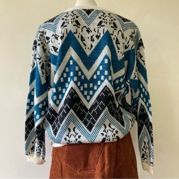 Gabrielle | Vintage Leather Trim Mixed Stripe Sweater - Picture 3 of 6